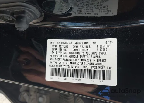 2016 Honda Accord Sport из США, поврежденный, VIN 1HGCR2F57GA023945